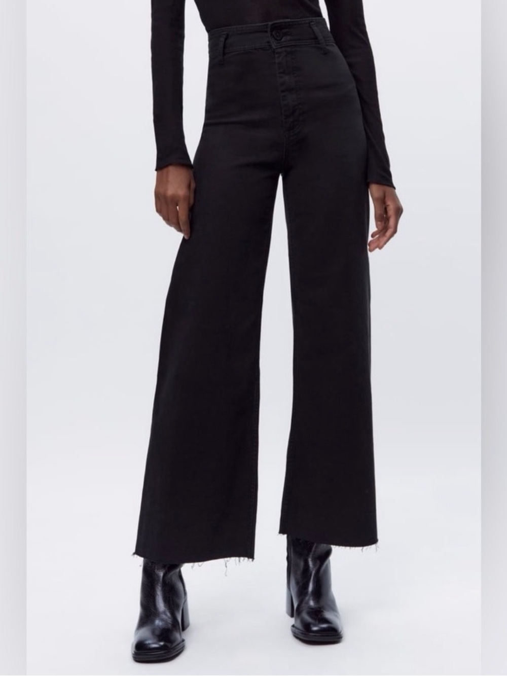 Zara Black High-Rise Wide Leg Jeans